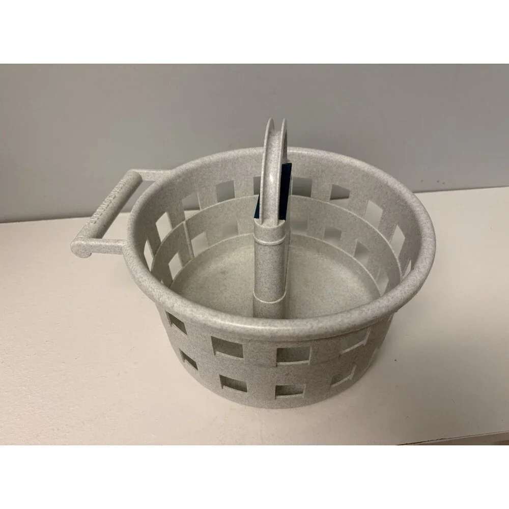 COSMEPAK Portable Shower Caddy Beige Round Basket College Dorm Gym Swim Organize